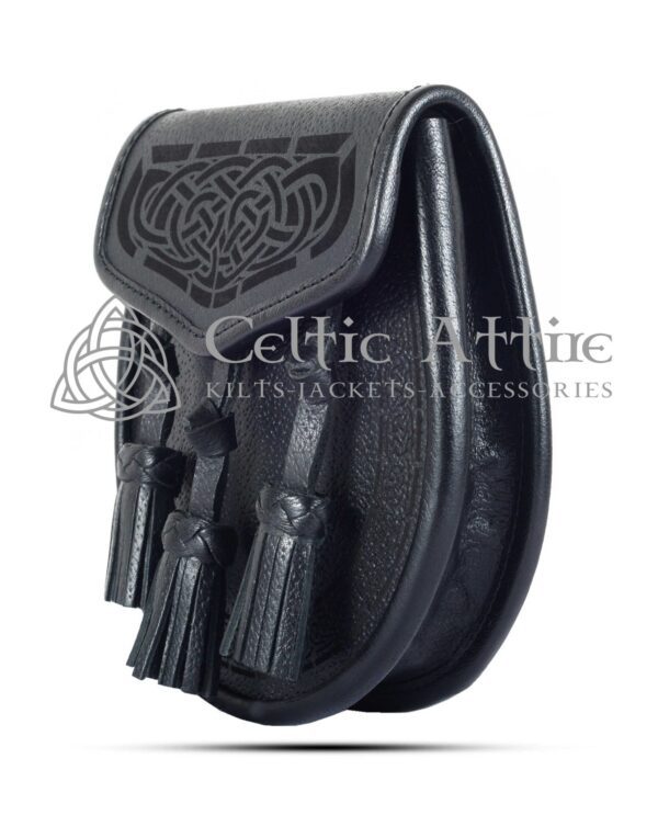 Embossed Black Leather Day Sporran - Image 3