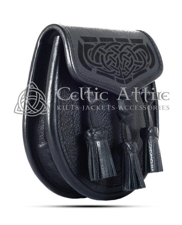 Embossed Black Leather Day Sporran - Image 2