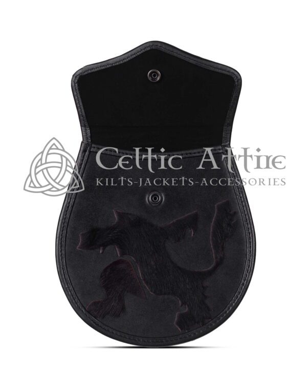 Rampant Lion Theme Black Leather Day Sporran - Image 4