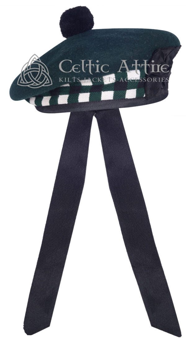 Rifle Green Wool Balmoral Diced Bonnet Scottish Military Hat - Image 3