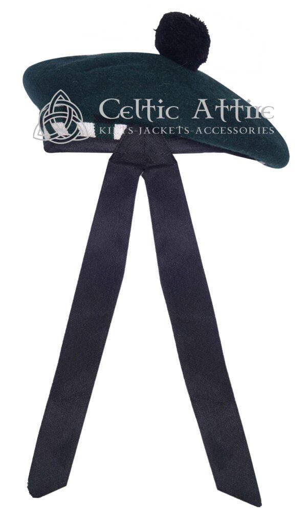Rifle Green Wool Balmoral Diced Bonnet Scottish Military Hat - Image 2