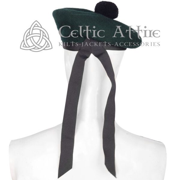Rifle Green Wool Bonnet Scottish Military Balmoral Hat - Image 3
