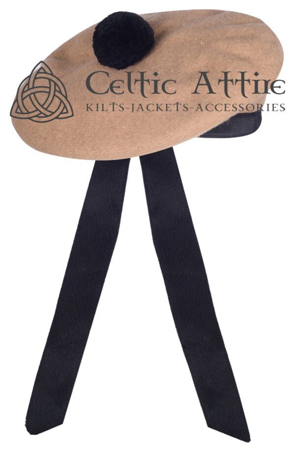 Tan Wool Balmoral Hat Scottish Military Highlander Bonnet Cap - Image 4
