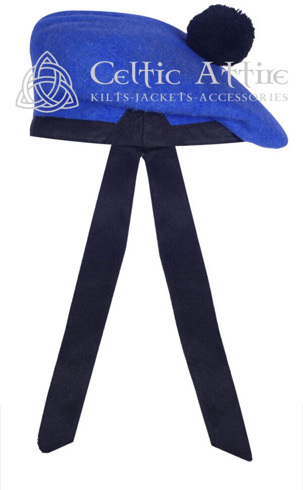 Royal Blue Wool Balmoral Hat Scottish Highlander Bonnet - Image 3