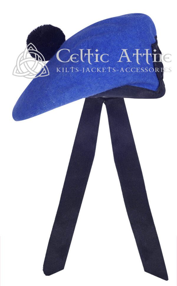 Royal Blue Wool Balmoral Hat Scottish Highlander Bonnet - Image 2