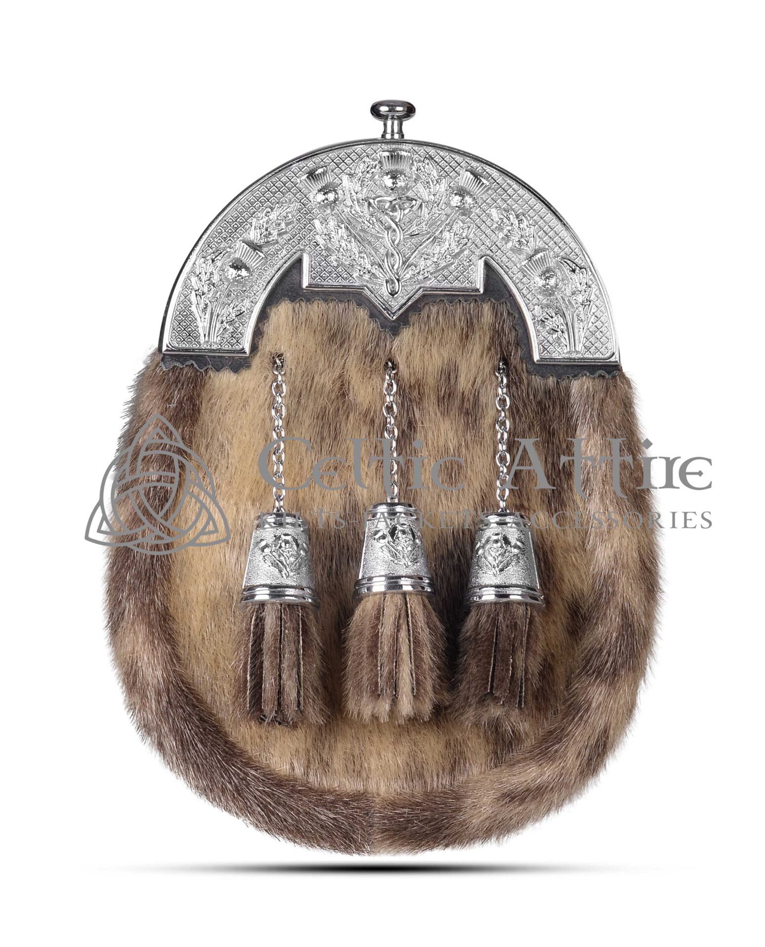 Natural Seal Fur Dress Sporran Antique Silver Cantle 