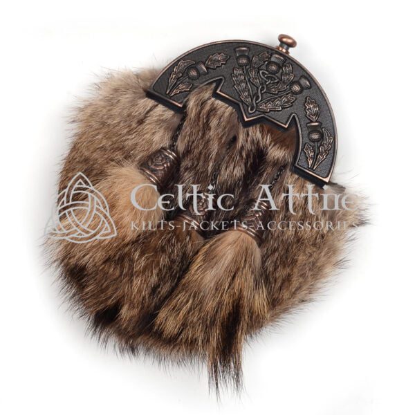 Coyote Fur Full Dress Sporran Bronze Thistle Cantle - Image 2