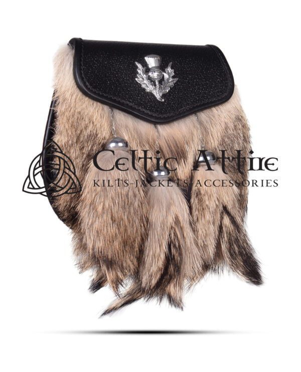 Thistle Featured Coyote Sporran - Scottish Semi Dress - Image 2