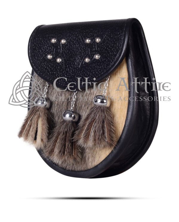 Seal Semi Dress Sporran - Black Leather Scottish Sporran - Image 3