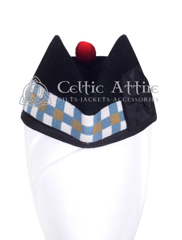 Scottish Military Glengarry Bonnet Black Wool With Diced Band - Image 2