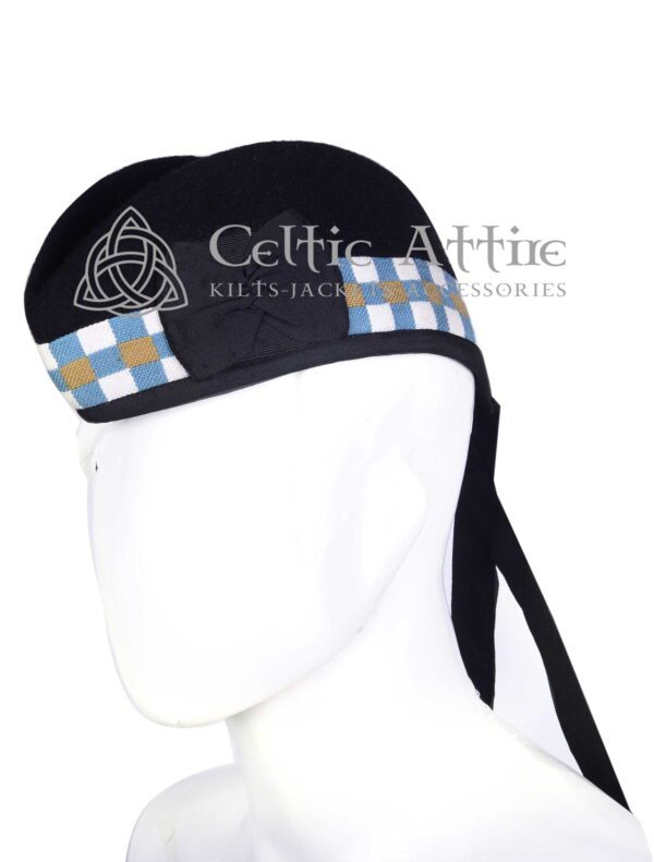 Scottish Military Glengarry Bonnet Black Wool With Diced Band - Image 3