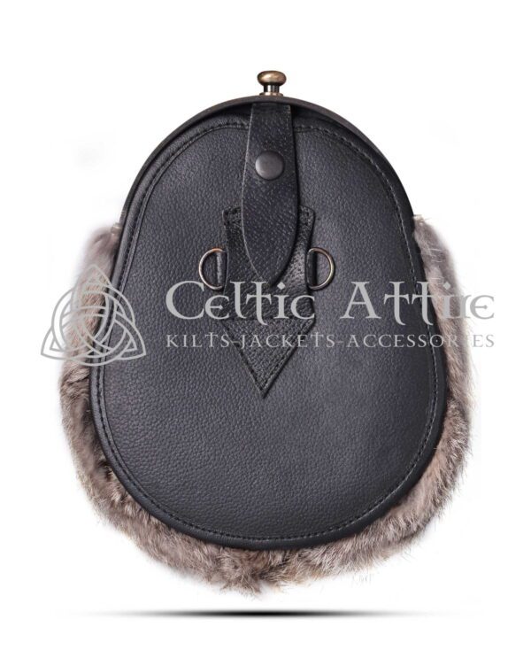 Brass Highland Cow Brown Rabbit Fur Full Dress Sporran - Image 4