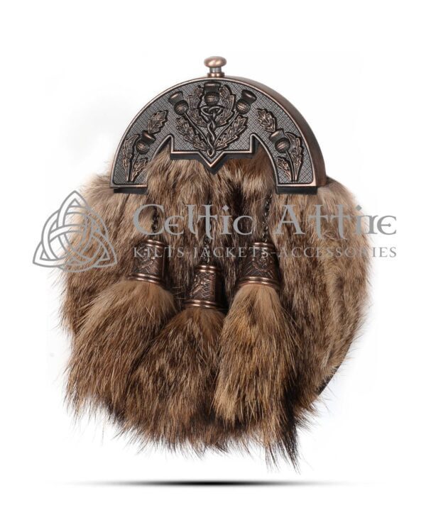 Coyote Fur Full Dress Sporran Bronze Thistle Cantle - Image 4