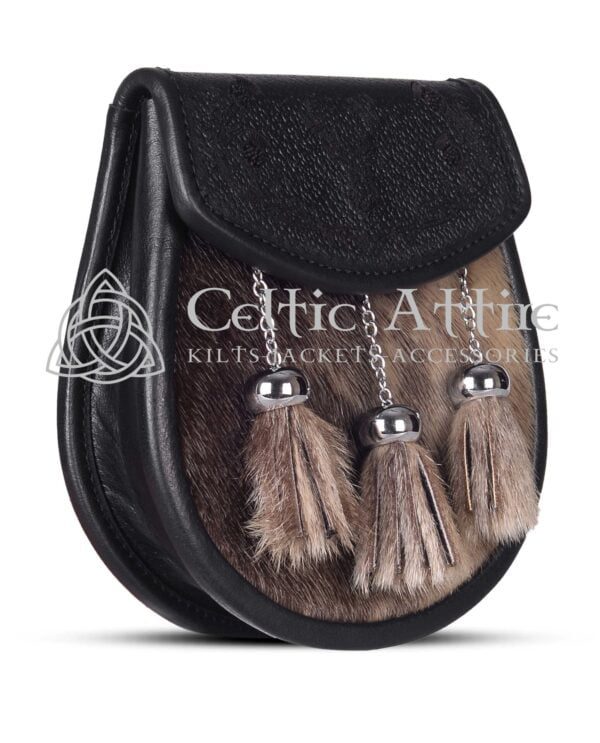Laser Etched Stag Sporran - Semi Dress Seal Fur Sporran - Image 2