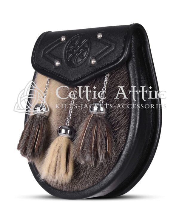 Seal Fur Scottish Sporran - Semi Dress Leather Sporran - Image 2