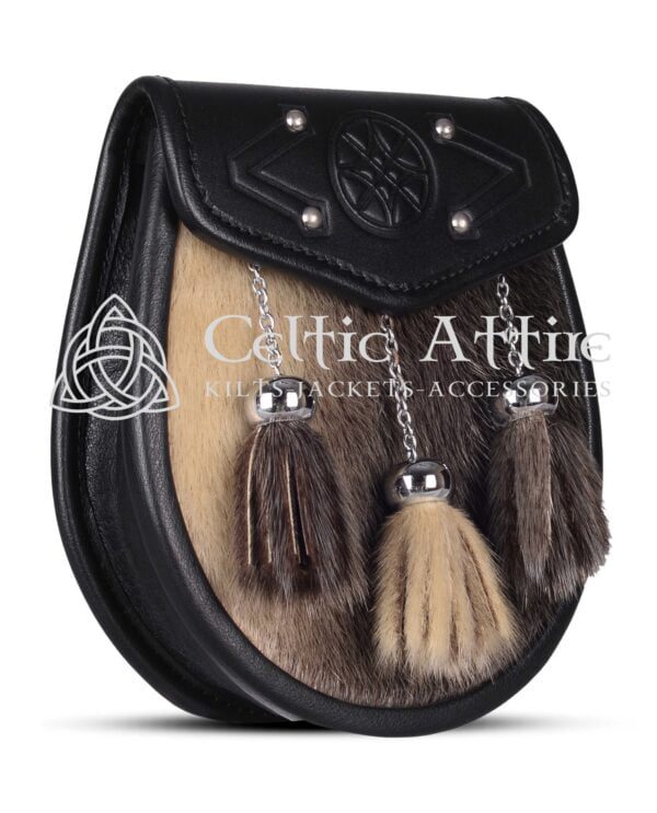 Seal Fur Scottish Sporran - Semi Dress Leather Sporran - Image 3