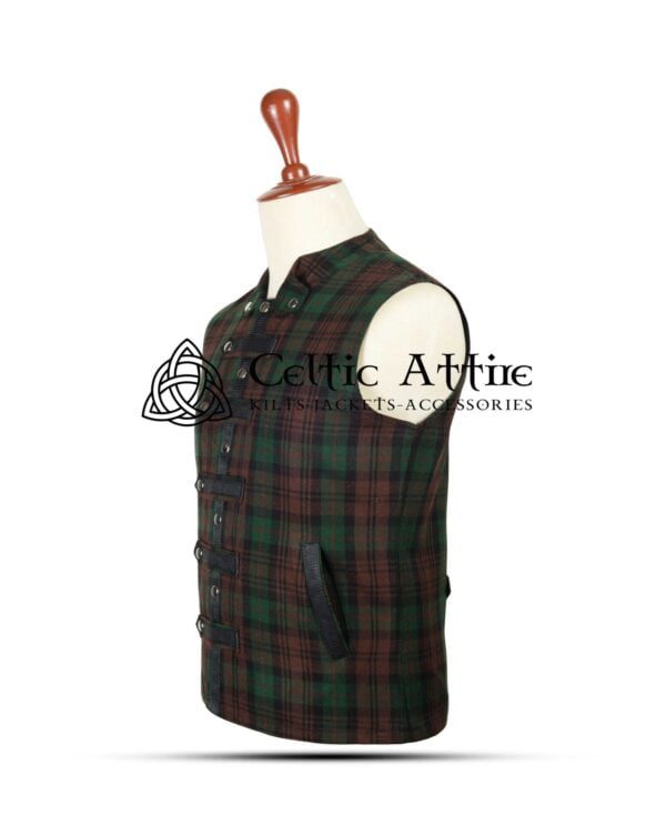 Brown Watch Tartan Punk Rock Waistcoat - Image 2