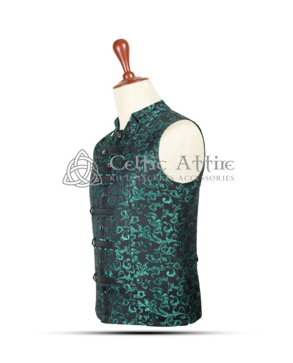 Green Brocade Gothic Vest - Image 2