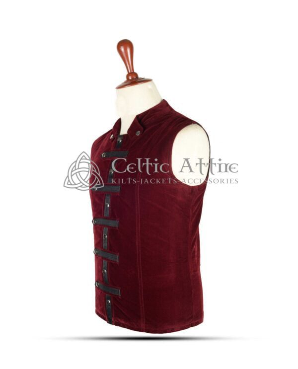 Red Vine Velvet Punk Rock Jacket - Image 2