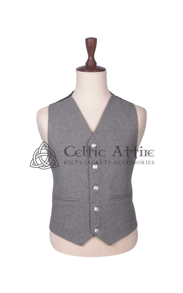 Gray Wool 5 Buttons Argyll Waistcoat