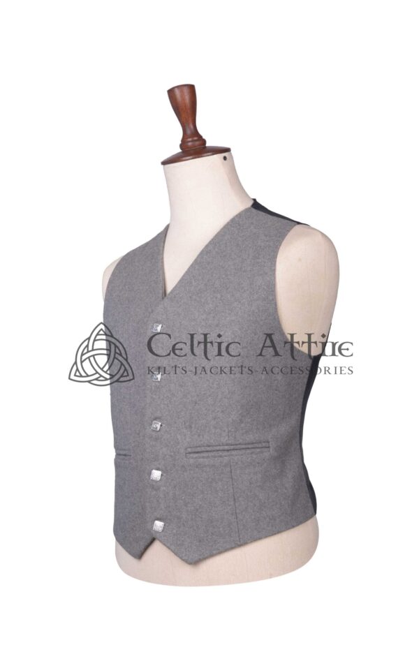 Gray Wool 5 Buttons Argyll Waistcoat