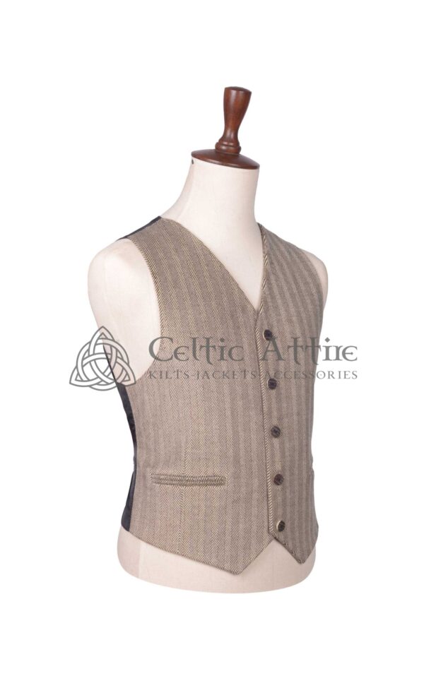 Tan Tweed Wool Argyll Waistcoat