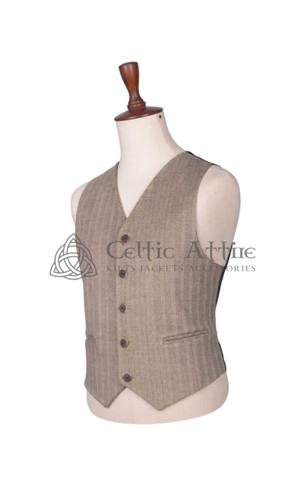 Tan Tweed Wool Argyll Waistcoat