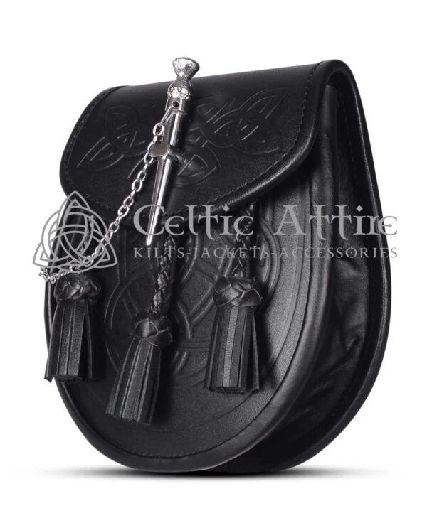 Pin Lock Embossed Black Leather Day Sporran - Image 2