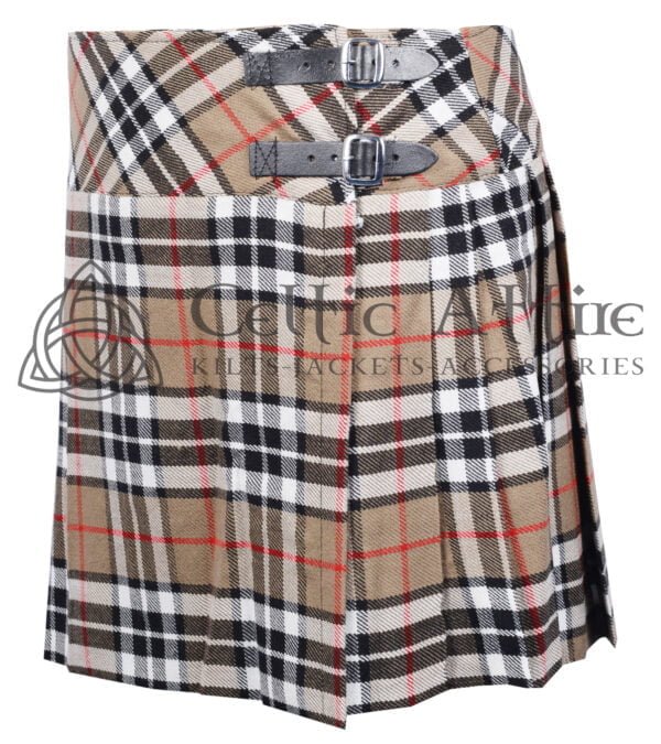 Mini Cream Tartan Skirt for Girls - Image 2