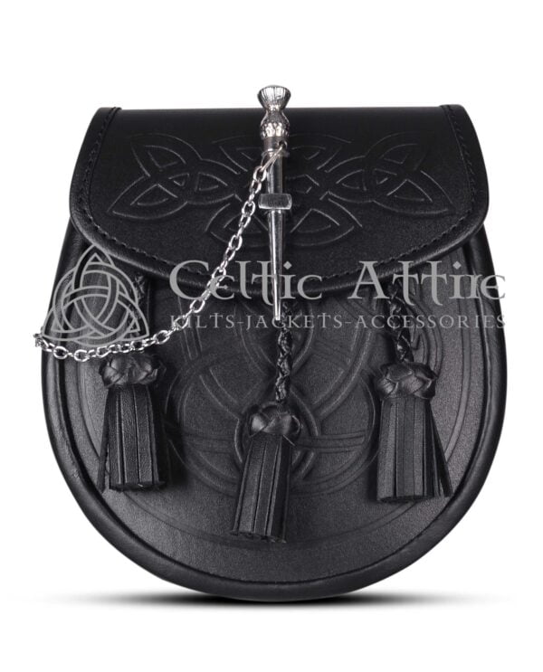 Pin Lock Embossed Black Leather Day Sporran