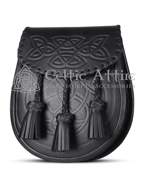 Embossed Black Leather Day Sporran - Image 2