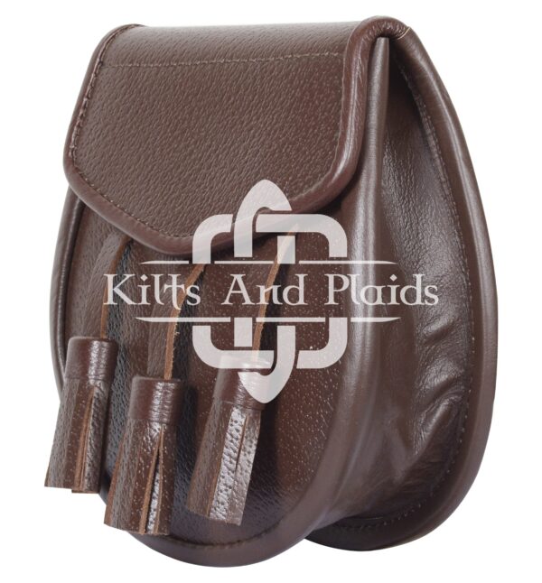 Plain Brown Leather Day Sporran - Image 3