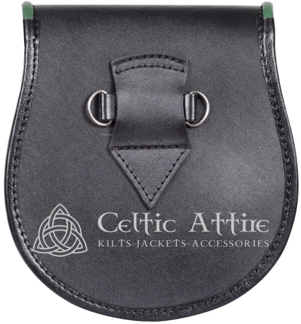 Shamrock Emblem Black Leather Plain Day Sporran - Image 4