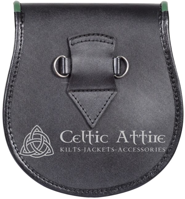 Shamrock Emblem Black Leather Plain Day Sporran - Image 4