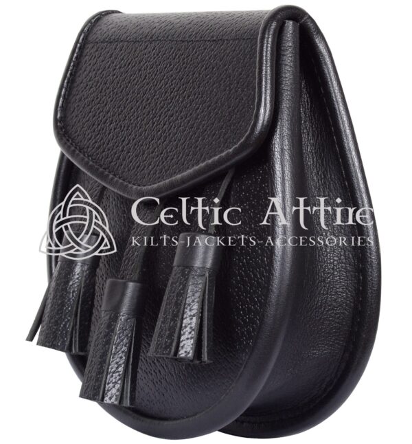 Black Leather Scottish Kilt Day Sporran - Image 2