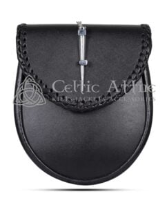 Black Leather Scottish Kilt Sporran Pin Lock