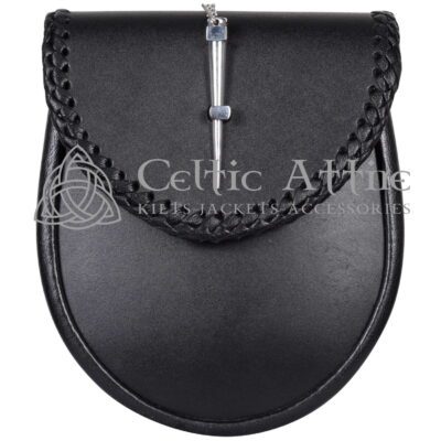 Black Leather Scottish Kilt Sporran Pin Lock