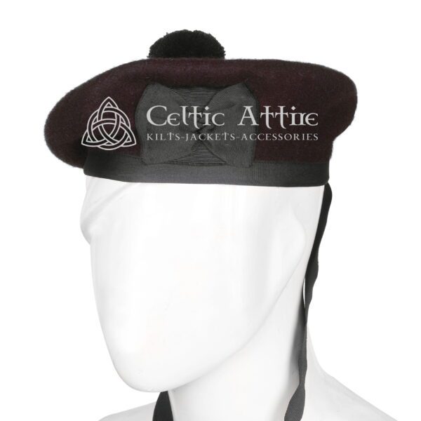 Brown Wool Scottish Barret Balmoral Hat Military Bonnet - Image 3