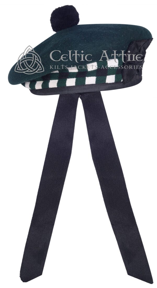 Rifle Green Wool Balmoral Diced Bonnet Scottish Military Hat - Image 3