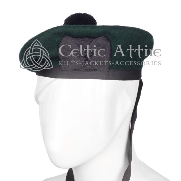 Rifle Green Wool Bonnet Scottish Military Balmoral Hat - Image 2