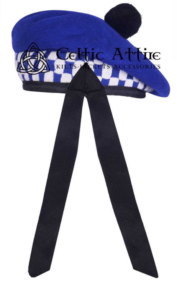 Royal Blue Wool Balmoral Scottish Military Barret Hat - Image 2
