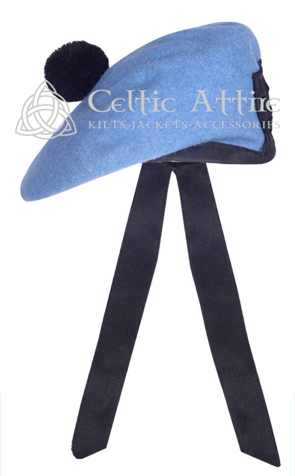 Sky Blue Wool Balmoral Scottish Military Highlander Bonnet - Image 3