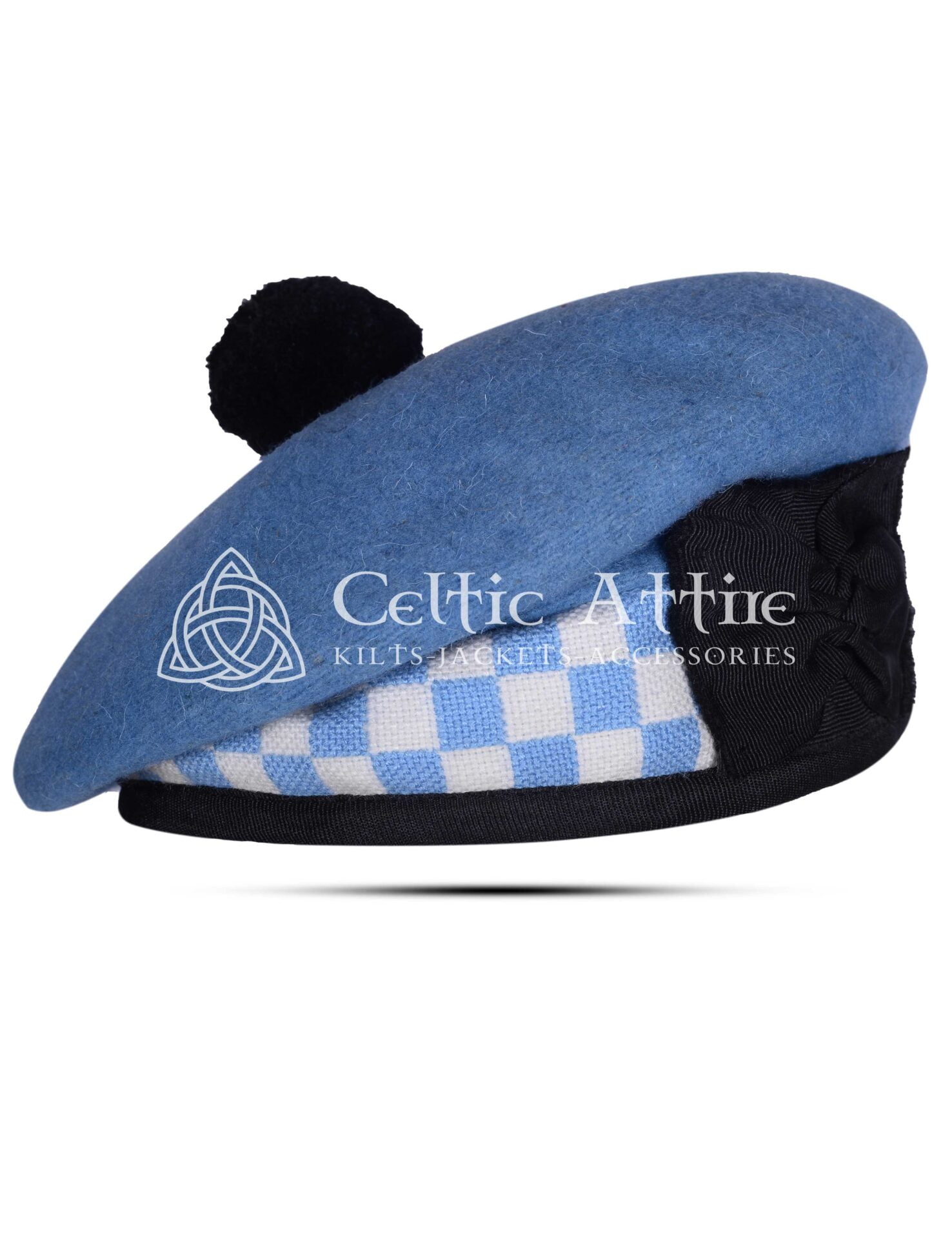 Sky Blue Wool Balmoral Scottish Military Bonnet Hat