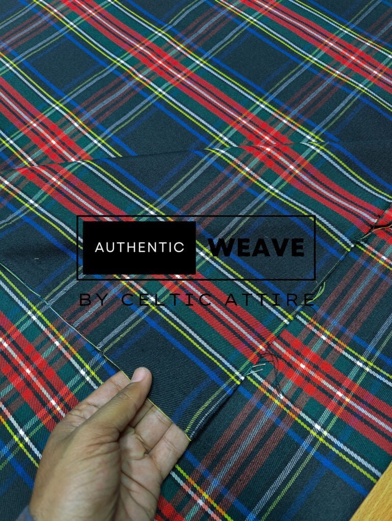 Black Stewart Poly Viscose Tartan Fabric