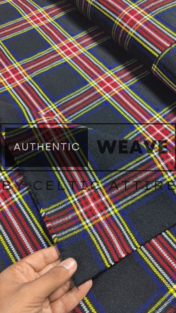 Black Stewart Tartan Fabric - Image 2