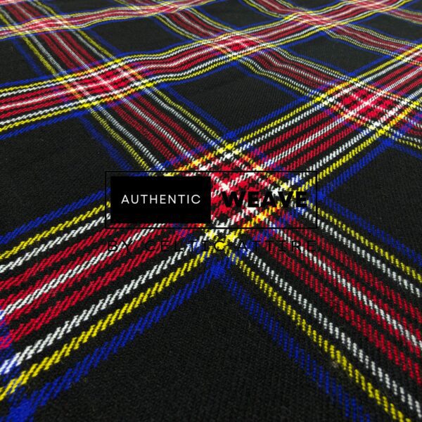 Black Stewart Tartan Fabric - Image 4
