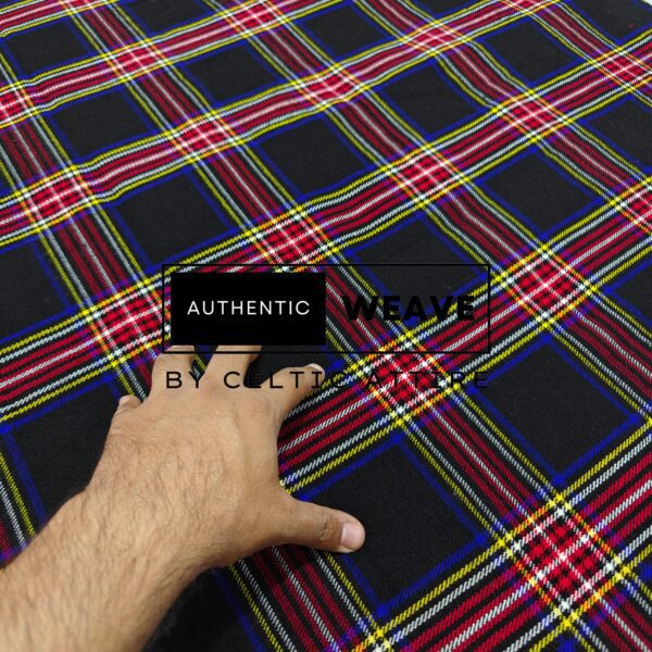 Black Stewart Tartan Fabric - Image 3