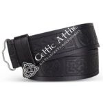 Celtic Attire leather kilt belt with Celtic knot embossing and metal buckle
