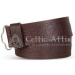 Celtic Knot Embossed Leather Belt with Loop Buckle