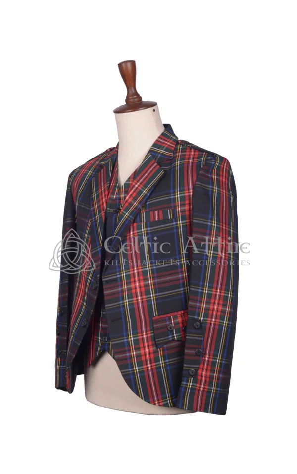 Black Stewart Tartan Argyll Jacket and Waistcoat - Image 2